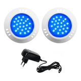 Kit Iluminação Piscina 02 Led Azul 5w Brustec C/ Fonte