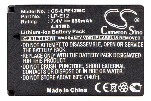 Bat Lpe12 Para Canon Eos-m2 650mah