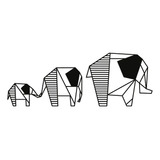 Cuadro Calado Madera Triptico Elefantes | 120x45cm