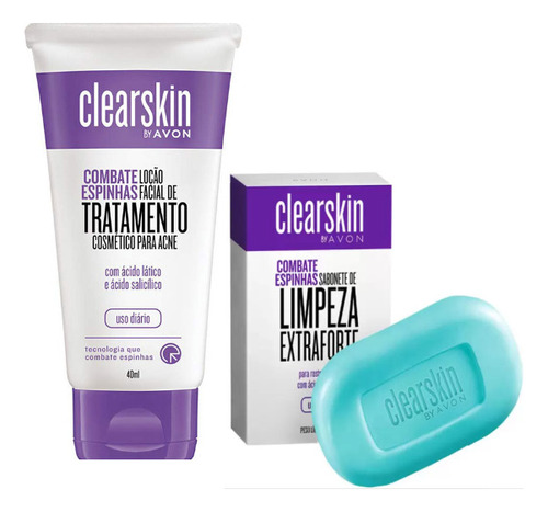 Kit Clearskin Loção Facial Acne + Sab.em Barra Extra Forte