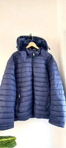 Campera  Inflable Hombre Con Piel Y Capucha Xxl