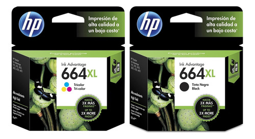 Kit 2 Cartucho Original Hp 664xl Negro+tricolor F6v30al/31al