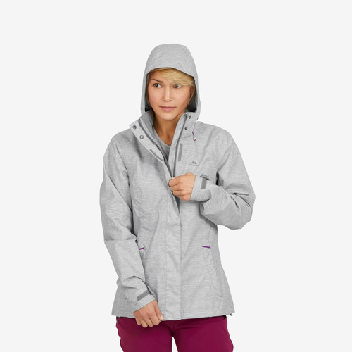 Chamarra Impermeable Senderismo Gris Mh100 Mujer Quechua