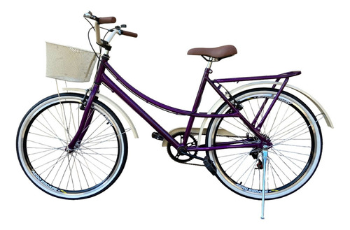 Bicicleta  26 Retro Ceci Newbike Retro Ceci Aro 26 26  6v Freios V-brakes Cor Violeta/creme Com Descanso Lateral