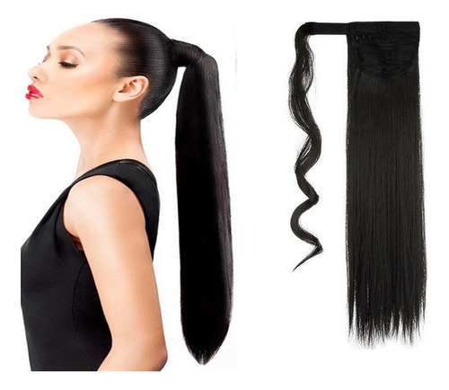 Cola De Caballo Naturaleza Cabello Humano 45 Cm Negro