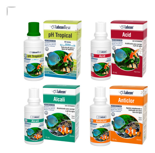Kit Controle Aquário Alcon Teste Ph Acid Alcali Anticlor