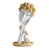 Estatua Del Pensador Con Rostro Femenino, Figura Máscara