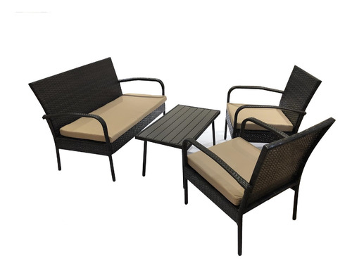 Set Rattan Para Armar Sillon+mesa Cafe+2 Sillones