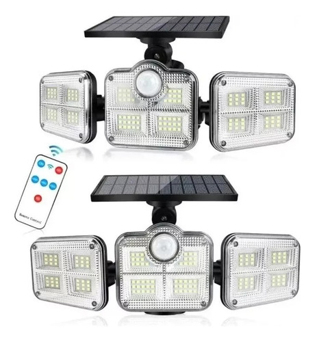 Foco Triple Luz Solar Cabezal Ajustable Sensor Movimientos