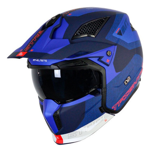 Casco Abierto Moto Mt Streetfighter Totem C17 Azul Mate