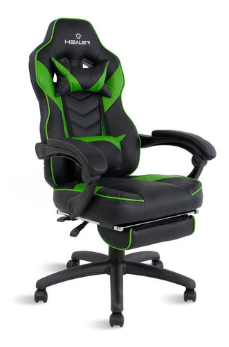 Cadeira Gamer Reclinável  Alien Healer Preto/verde