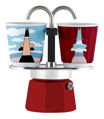 Cafetera Bialetti Set Mini Express 2 Cups Manual Magritte Italiana