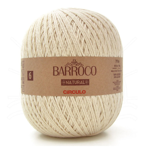 Barbante Barroco Natural 700g Nº 6 - 6 Fios