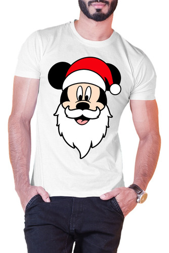 Playera Navidad Mickey Mouse Gorro Santa Barba Familia Feliz