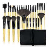 Set 32 Pinceles Y Brochas Maquillaje + Bolso Organizador