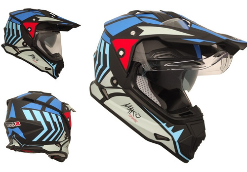 Casco Tech X2 Mako Doble Proposito Cross Visor Certificado