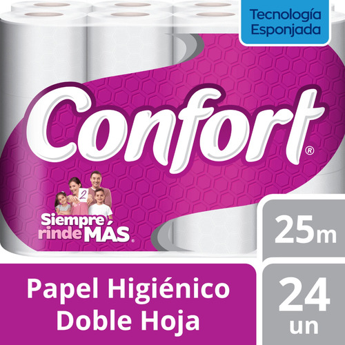 Confort  Doble Hoja Papel Higiénico 24 Un 25 Mt