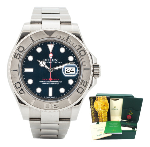 Relogio Rolex Yacht Master Azul Com Caixa Em Madeira