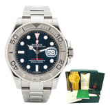 Relogio Rolex Yacht Master Azul Com Caixa Em Madeira