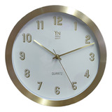 Relógio De Parede Redondo Dourado Analógico 30cm Decorativo