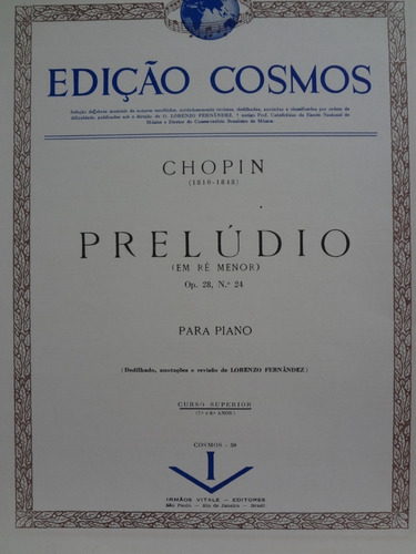 Partitura Piano Preludio Em Ré Menor Op. 28 Nº 24 Chopin