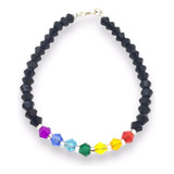 Pulsera Mujer Cristal Lgbt 7 Chakras Multicolor Con Plata