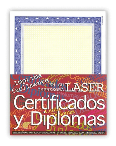 Papel Impreso Para Certificados Y/o Diplomas Color Azul