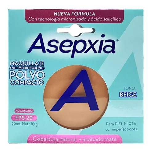 Asepxia Maquillaje Polvo Comprimido Beige Nf 10gr