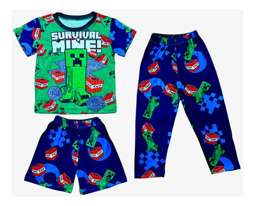 Pijama Infantil Minecraft 3 Pzas
