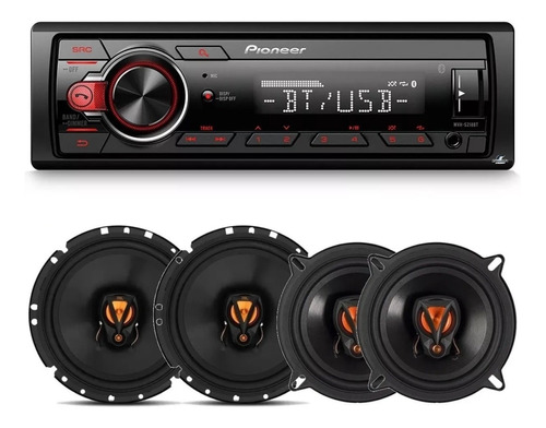 Rádio Pioneer Bluetooth Mvh-s218bt + 4 Falante Jbl 5 E 6 Pol