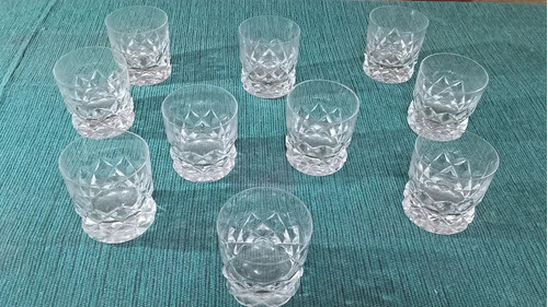 Juego De 10 Vasos De Whisky De Cristal Tallado 