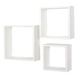 Kit 03 Nichos Quadrados Decorativos Mdf Branco 40x40