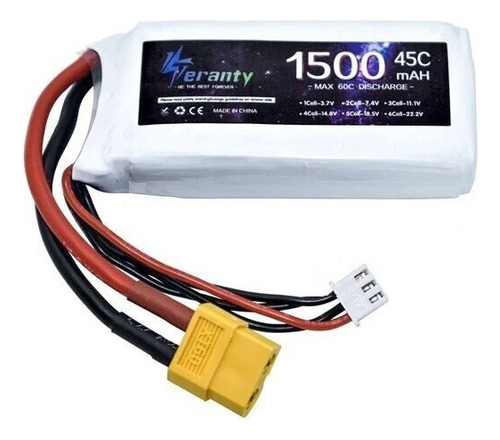 Bat Lipo 2s 7.4v 1500mah Teranty 45c - Com Conector Xt60