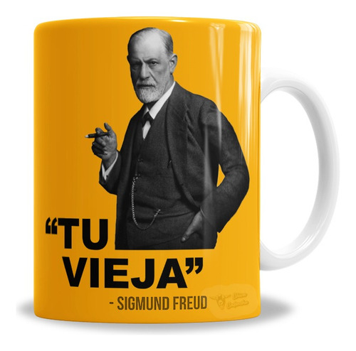 Taza De Cerámica Psicología Sigmund Freud Tu Vieja - En Caja