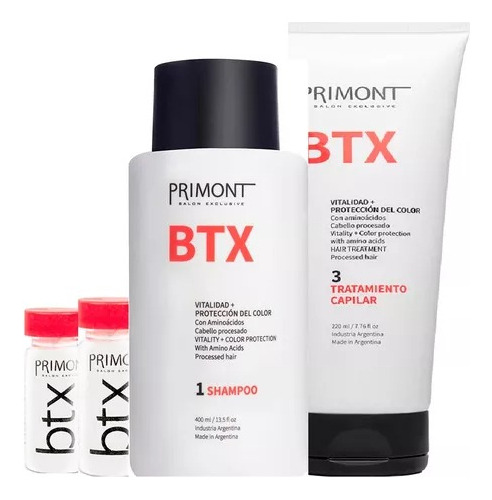 Primont Shampoo Btx + Tratamiento Capilar Btx+ Ampollas Btx 