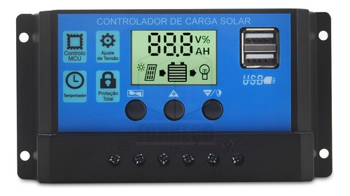 Controlador Carga Painel Solar 10a Usb 12/24v Pwm Automático