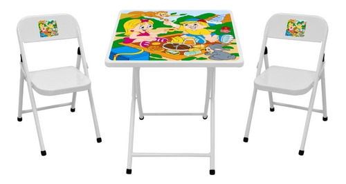  Mesa Mesinha Infantil 2 Cadeira Aço Desenho Escola Pic Nic