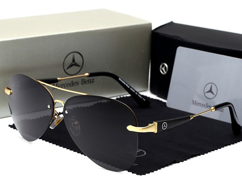 Gafas Marca Reggaeon Emblema Mercedes Benz 743  Negro Y Oro