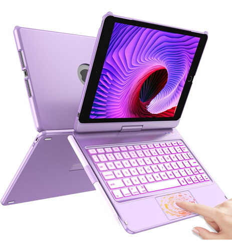 Funda Con Teclado Hotlife / Para iPad 10.2 /360°/purple