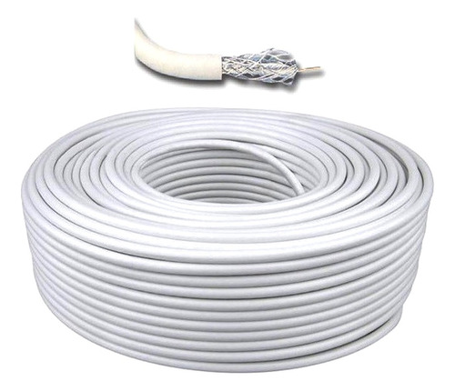 Cable Coaxil Rg6 Color Blanco Rollo 100 Mts. Directv