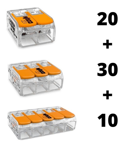 Conector Wago Compacto Emenda Modelo 221 - Kit 203010