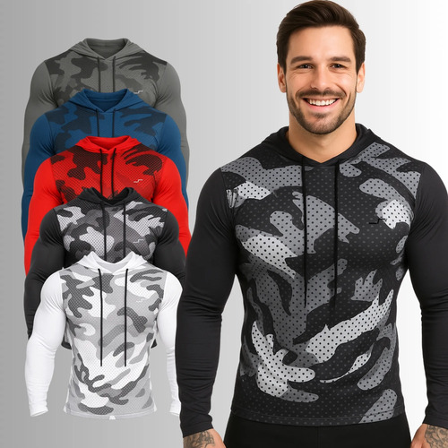 Paquete De 5 Playeras Deportivas Manga Larga De Licra Hombre | Envío gratis
