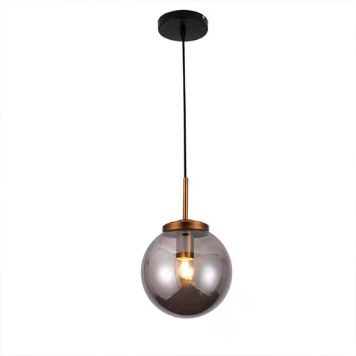 Pendente Preto E Bronze Com Globo Fumê 20cm 1e27