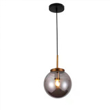 Pendente Preto E Bronze Com Globo Fumê 20cm 1e27