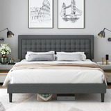 Base De Cama King Size Gris Tapizada Hifit