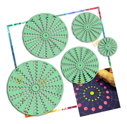 Pack Stencils Plantilla Pintar Mandalas Puntillismo Circulos