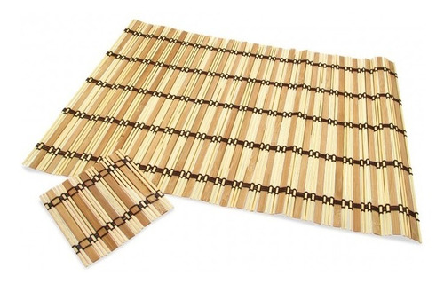 Set X 4 Mantel Individual Y Portavasos De Bambú Mesa Comedor