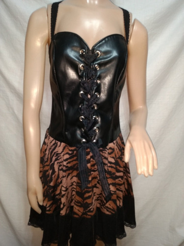 Vestido Corset Ecocuero Animal Print Talle M/l