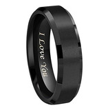 Crownal 8mm 6mm 4mm Tungsteno Negro Boda Pareja Bandas