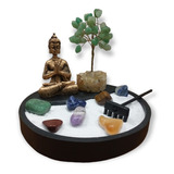 Kit Jardim Zen Redonto Incensario Buda E Pedras 7 Chakras